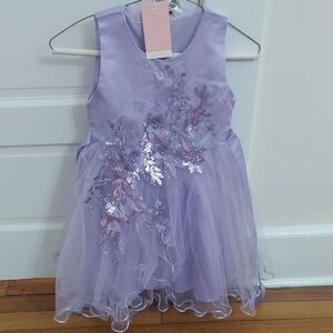 Lavender Floral Embroidered Dress